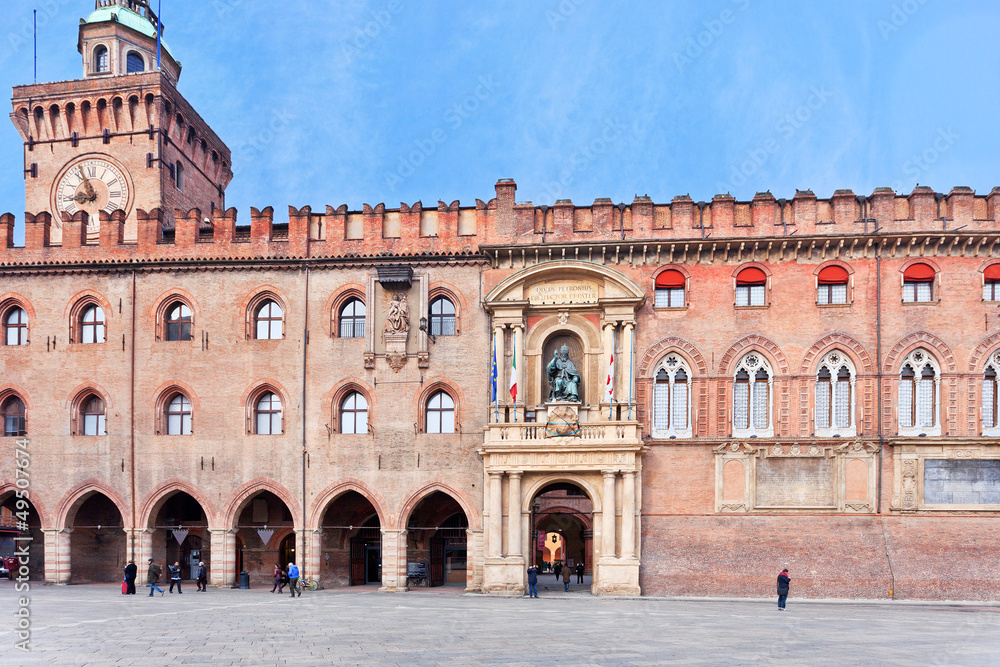 facade of Accursio palace in Bologna
