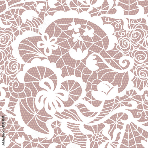 Lace vector fabric seamless  pattern with roses