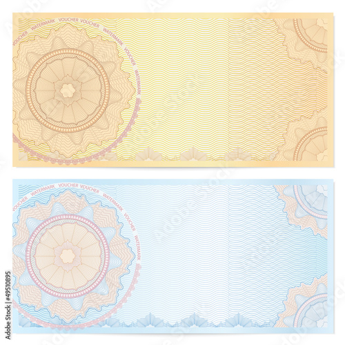 Voucher (coupon,certificate) template with Guilloche pattern