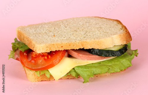Sandwich on pink background
