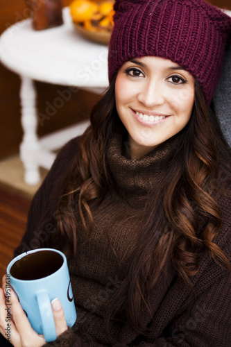 Woman in a cabin