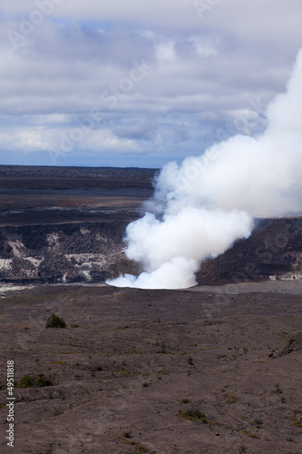 Steam and smoke rising from an active vent in the Kilauea crater