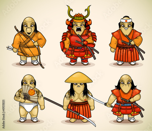 Set of six samurai