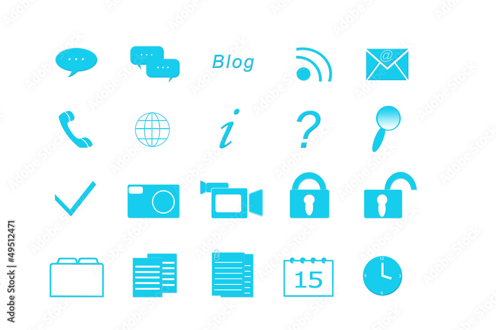 Set de iconos para la Web en color azul Set de iconos para la Web en color azul