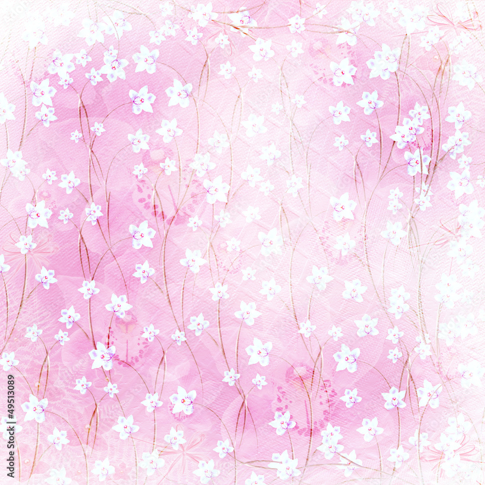 Card for invitation or congratulation with orchids and twigs Card for invitation or congratulation with orchids and twigs