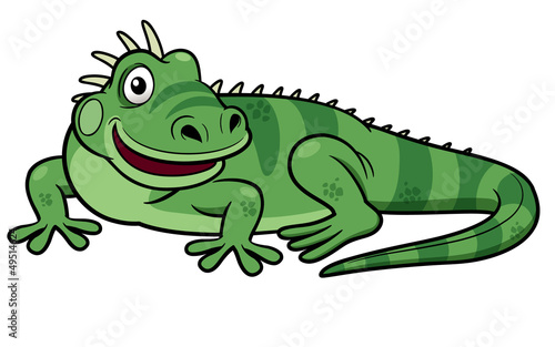 Illustrations of Cartoon green iguana