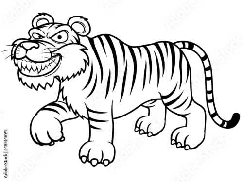 illustration of Cartoon tiger - Coloring book