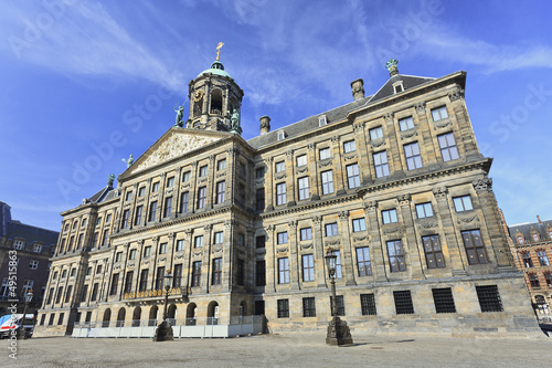 Royal Palace at the Dam Square, Amsterdam. It was built as city hall during the Dutch Golden Age in the seventeenth century. © tonyv3112