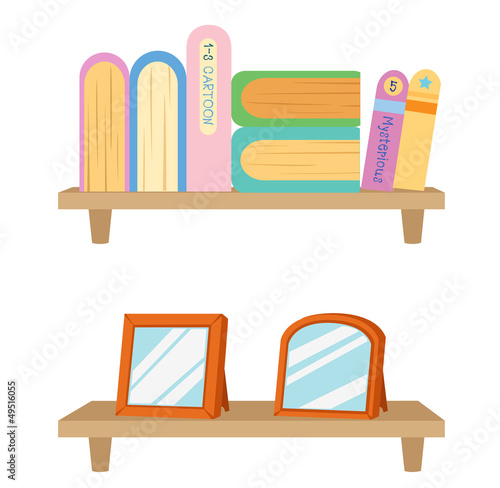 Bookshelf with books .vector