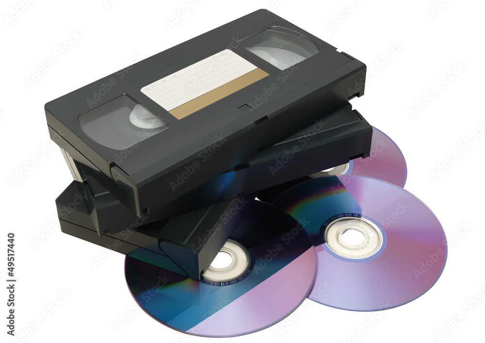 VHS-Kassette und DVD Stock Vector | Adobe Stock