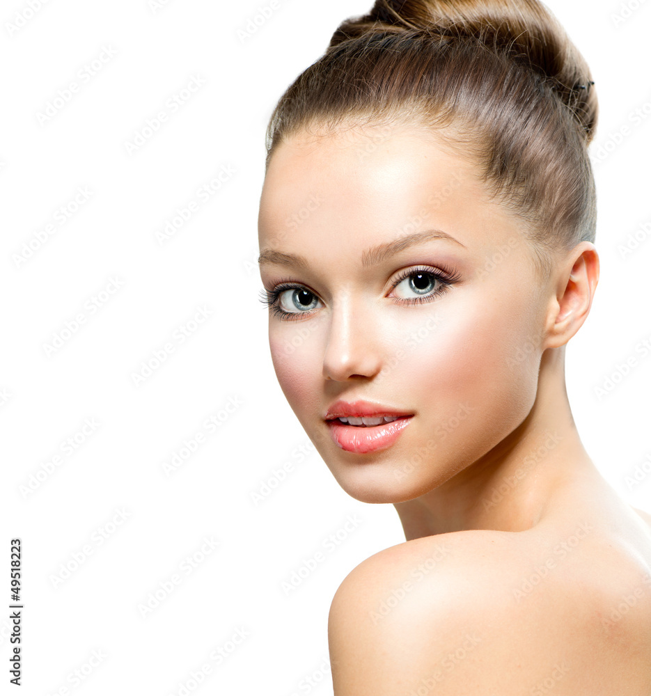 Beauty Teenage Girl Portrait isolated on a White Background Beauty Teenage Girl Portrait isolated on a White Background