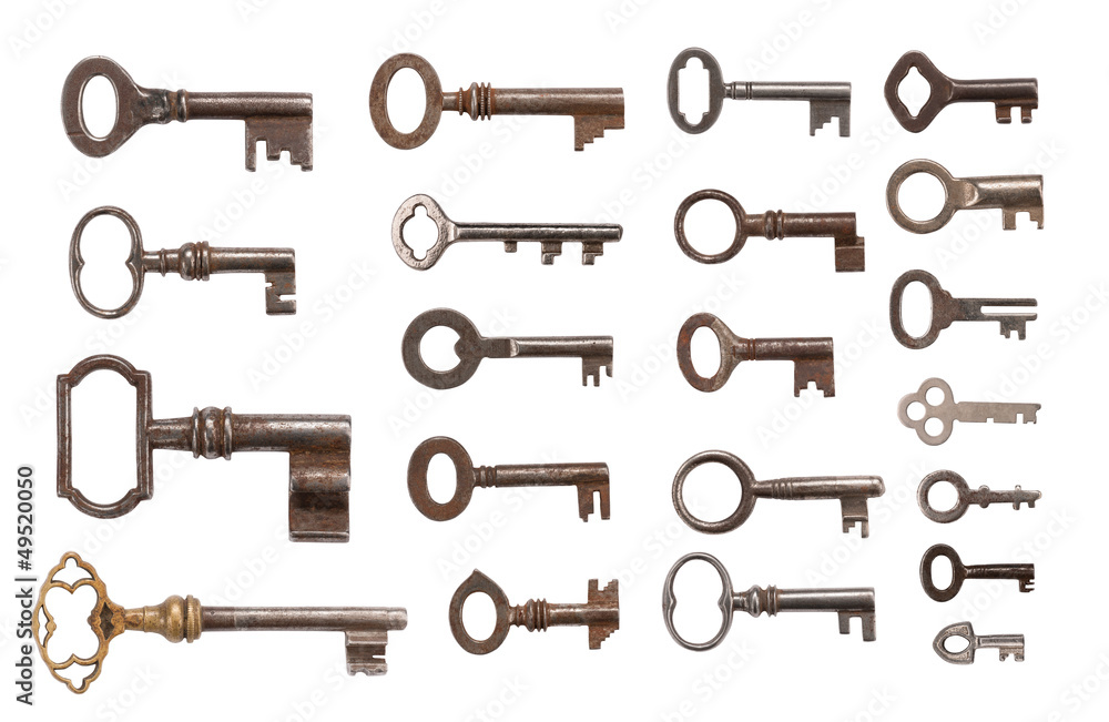 Old Keys over white background with clipping Path (XXXL) Old Keys over white background with clipping Path (XXXL)