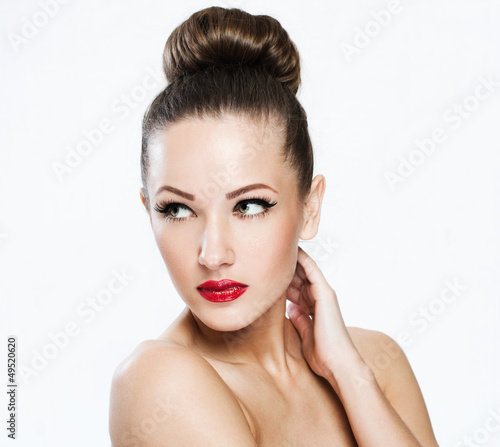 woman with beauty face and clean face skin , spa