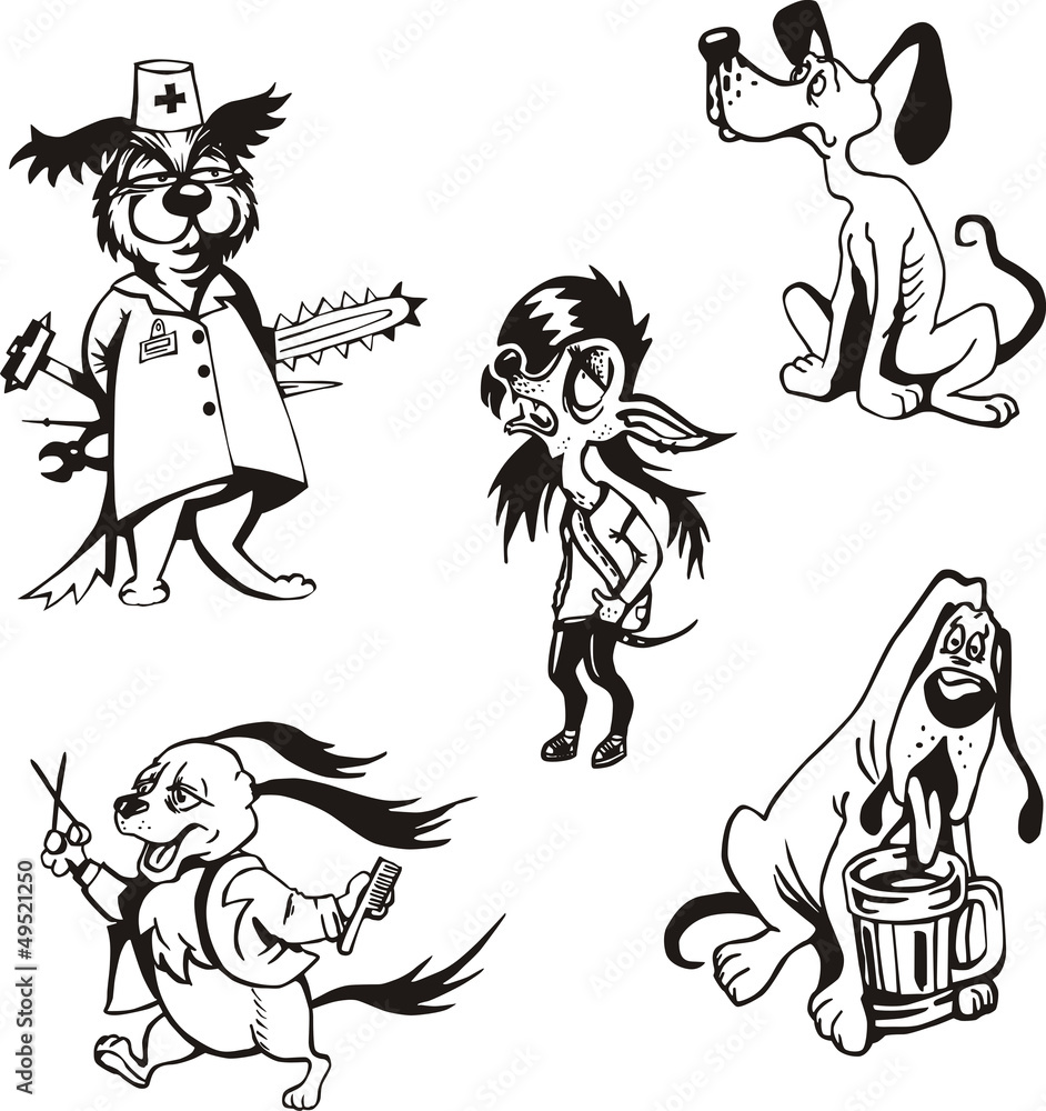 Set of dog cartoons