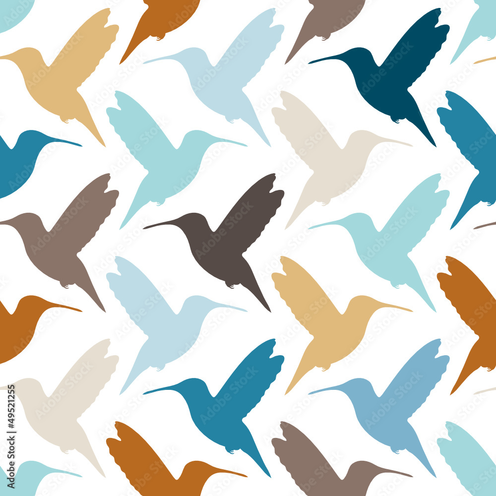 Seamless Pattern Hummingbirds Retro Seamless Pattern Hummingbirds Retro