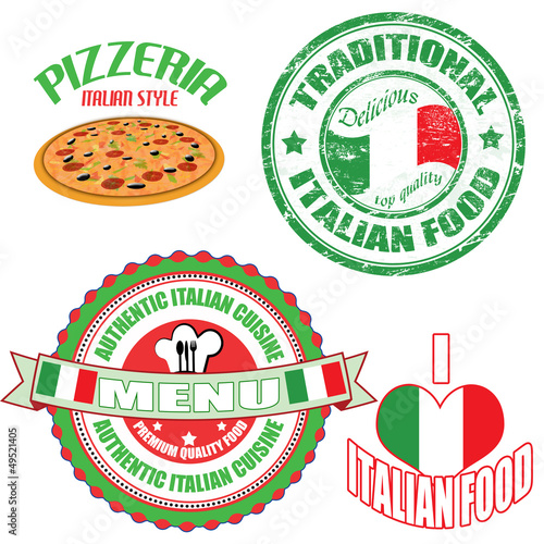 Set of authentic italian food stamp and labels