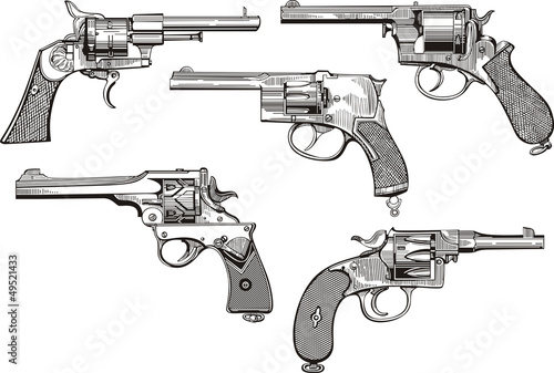Fototapeta Set of old revolvers