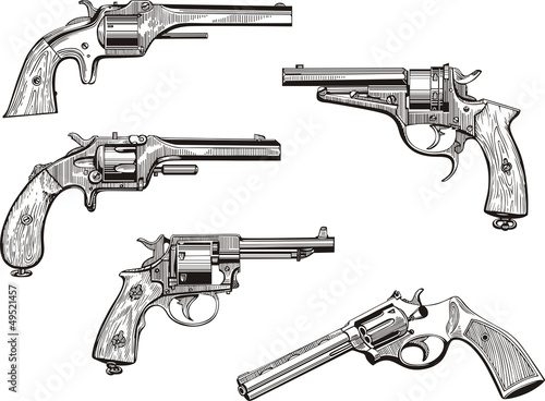 Set of old revolvers