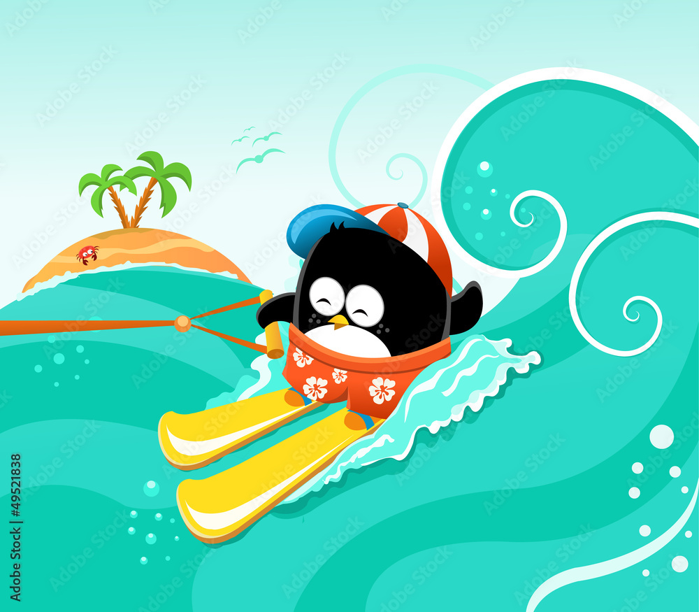 Obraz premium Water Skiing Penguin