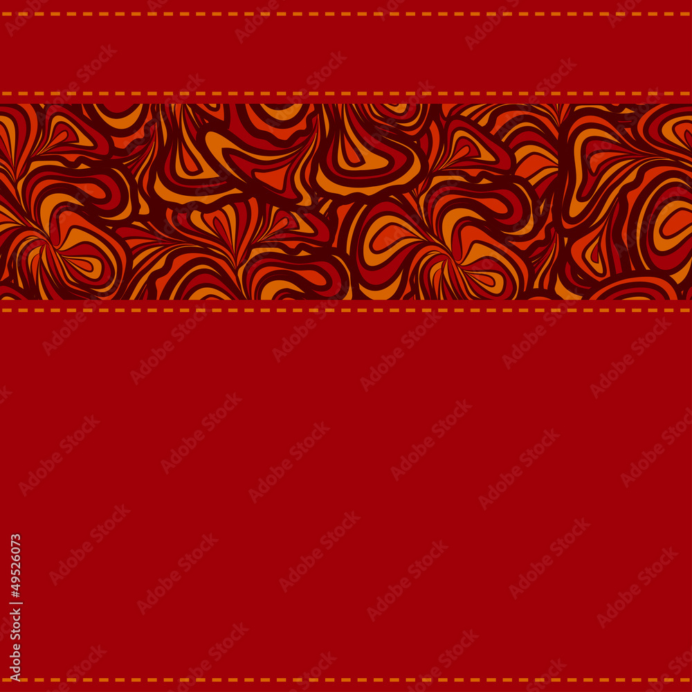Red Pattern With Stripe Of Abstract Design Red Pattern With Stripe Of Abstract Design