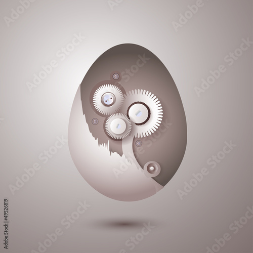 Vector background , egg with a clockwork mechanism
