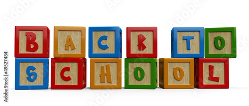 3D alphabet building blocks that spelling the word back to schoo