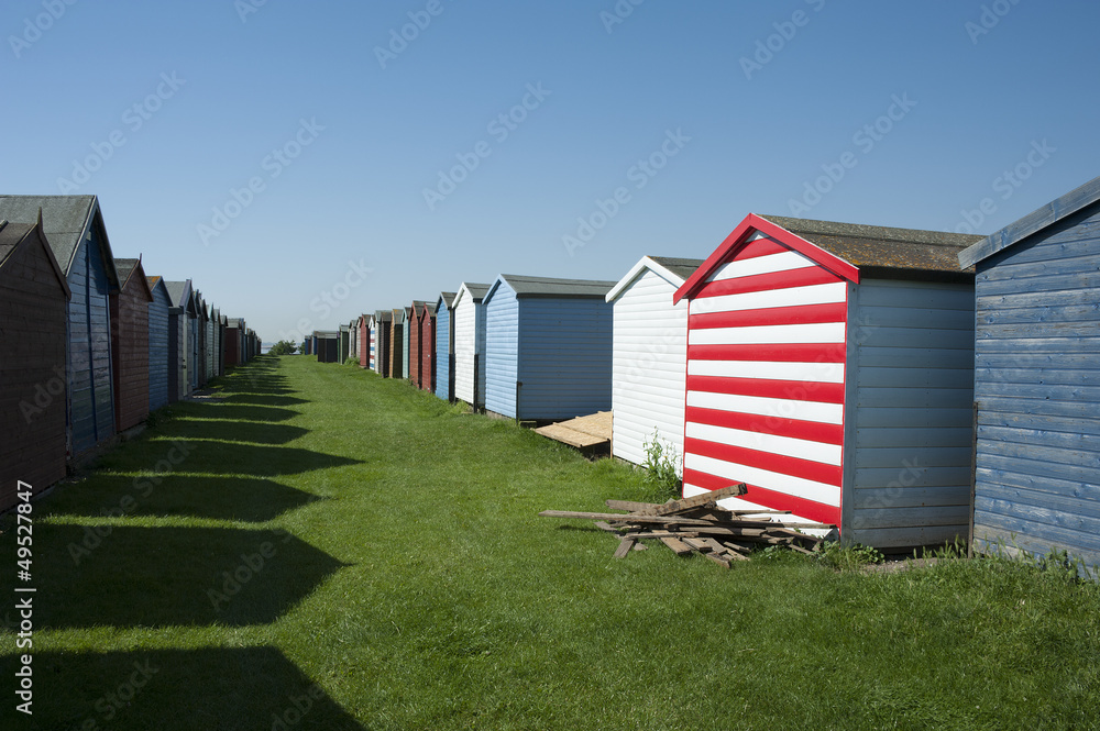 Beach huts at Dovercourt, near Harwich, Essex, UK