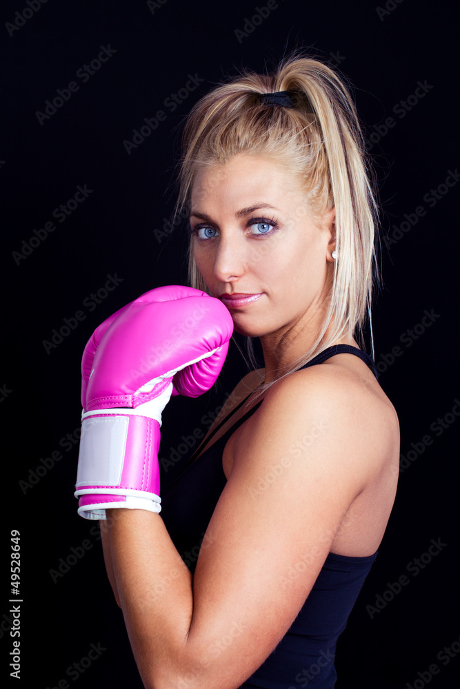 beautiful, fit woman wearing hot pink boxing gloves Stock Photo | Adobe  Stock