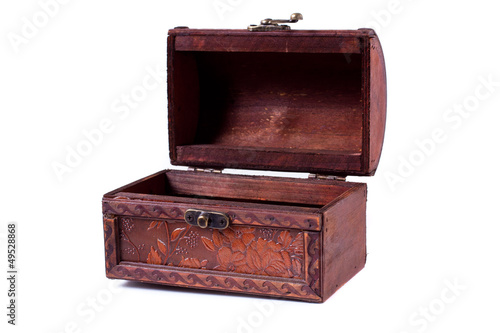 opened wooden chest isolated