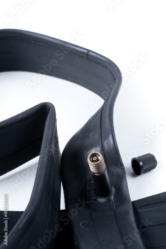 inner bike tire tube isolated on white background