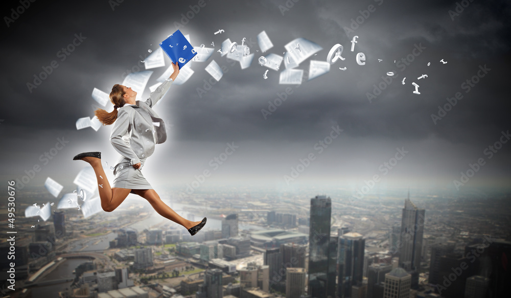 Image of running businesswoman Image of running businesswoman