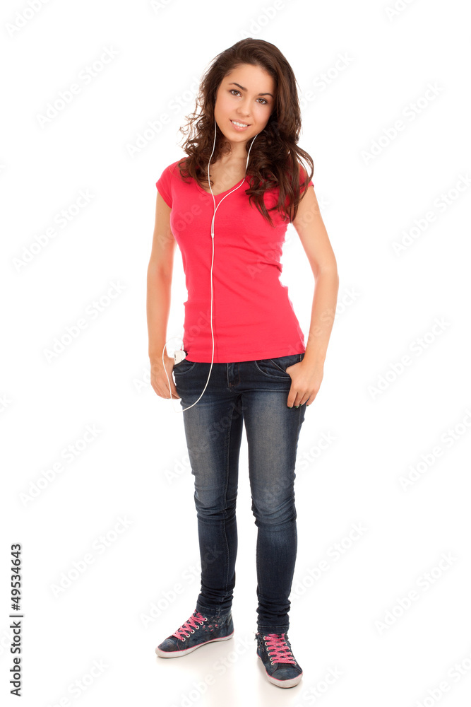 Obraz premium Teenage girl listen music