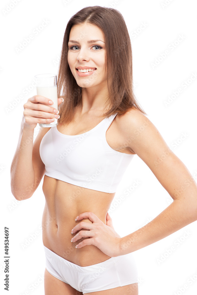 Beautiful slim woman on white background Beautiful slim woman on white background