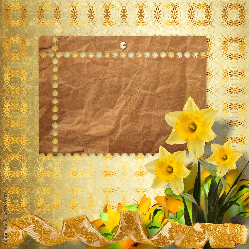Obraz premium Card for invitation or congratulation with bouquet of flowers na