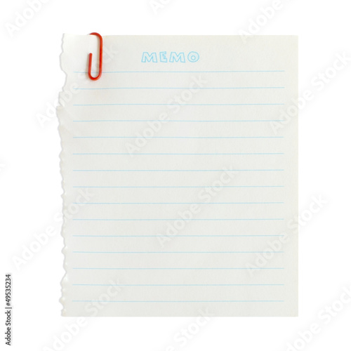 The white paper notes isolated on white background