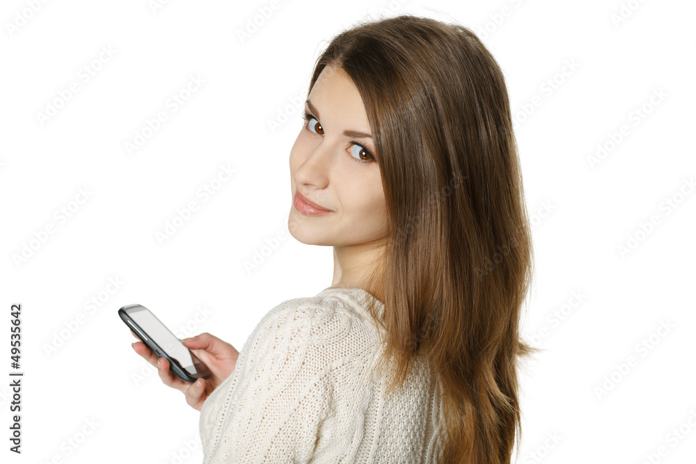 Closeup of young woman with mobile phone Closeup of young woman with mobile phone