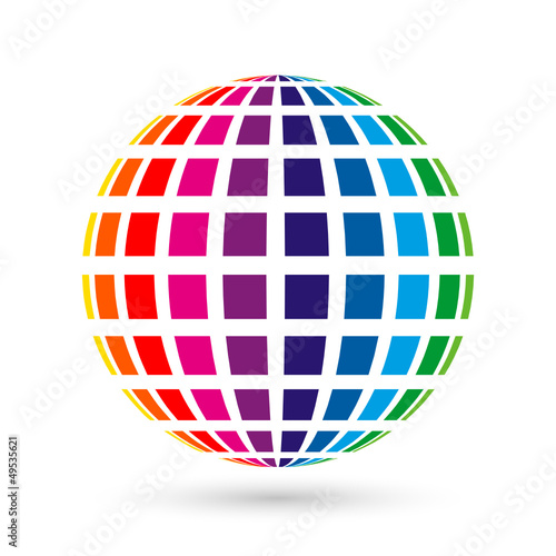 Colorful world logo with vertical stripes