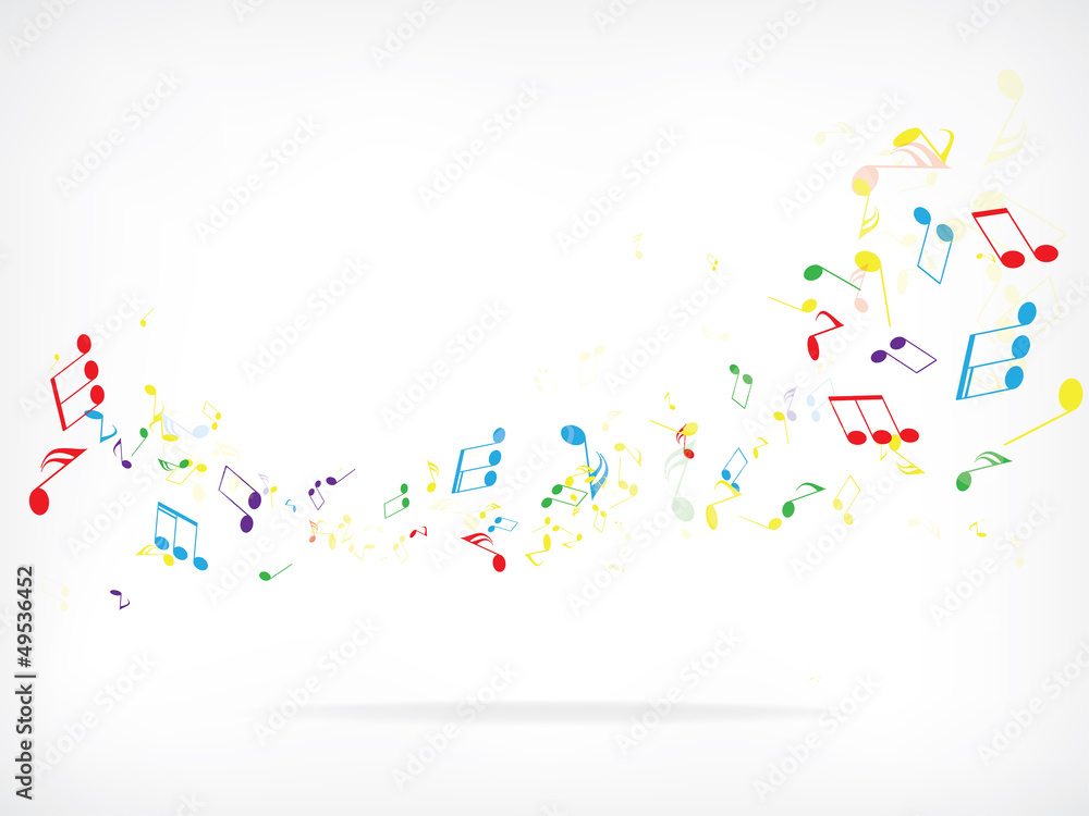 Abstract design background with colourful music notes