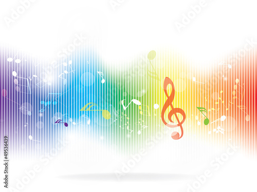 Abstract design background with colourful music notes