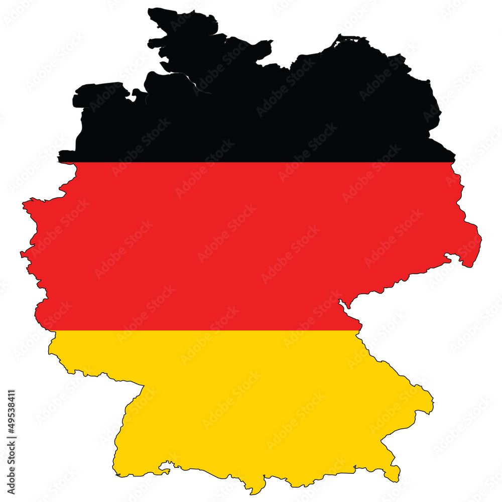 Country outline with the flag of Germany