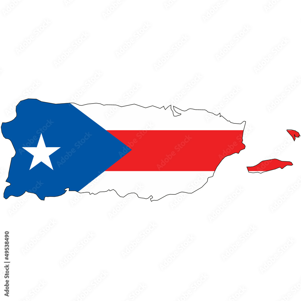 Obraz premium Country outline with the flag of Puerto Rico