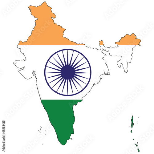 Country outline with the flag of India