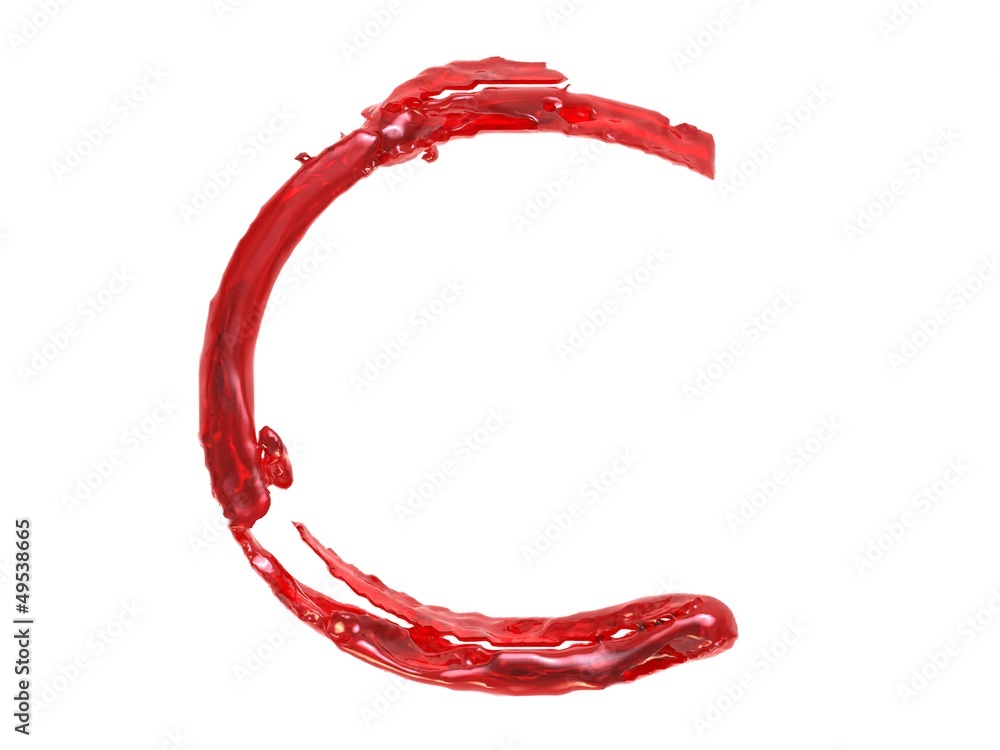 3d illustration of a red plastic letter C on white background 3d illustration of a red plastic letter C on white background