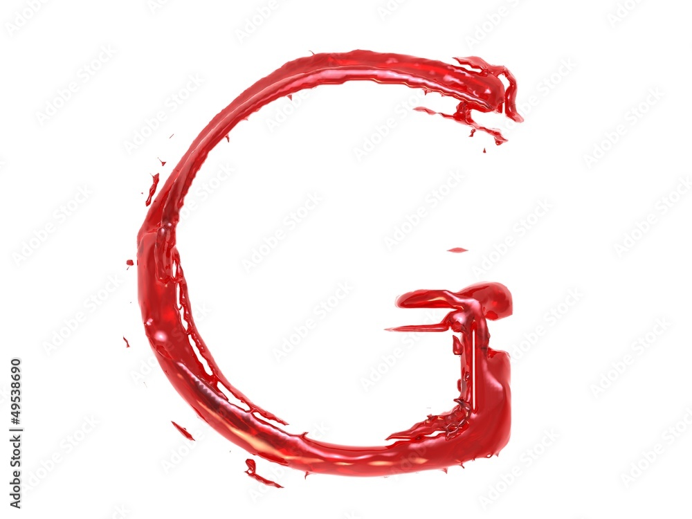 3d illustration of a red plastic letter G on white background 3d illustration of a red plastic letter G on white background