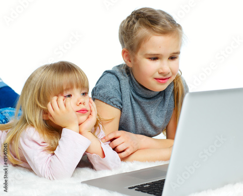 Girl with laptop photo