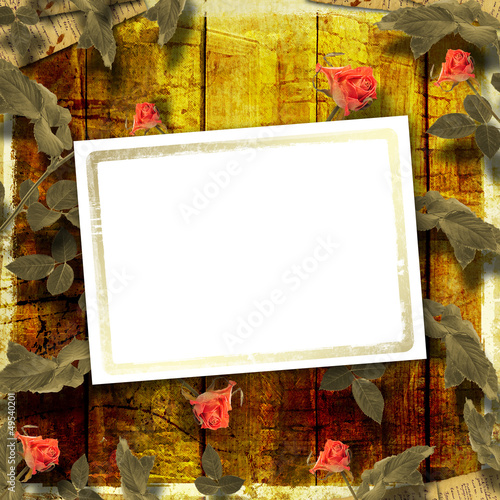 Grunge background for congratulation with beautiful rose