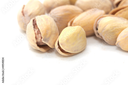 pistachios on a white background. macro