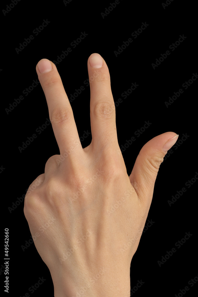 three finger on a hand on a black background three finger on a hand on a black background