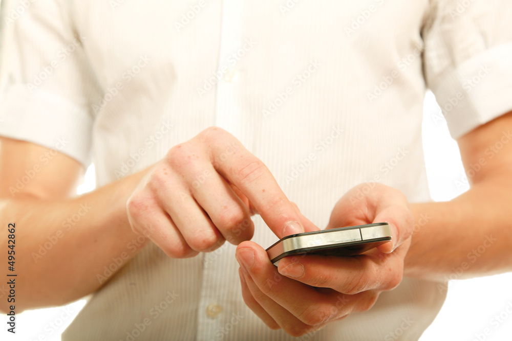 Handsome businessman calling on mobile phone Handsome businessman calling on mobile phone
