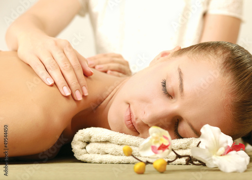 An attractive woman getting spa treatment